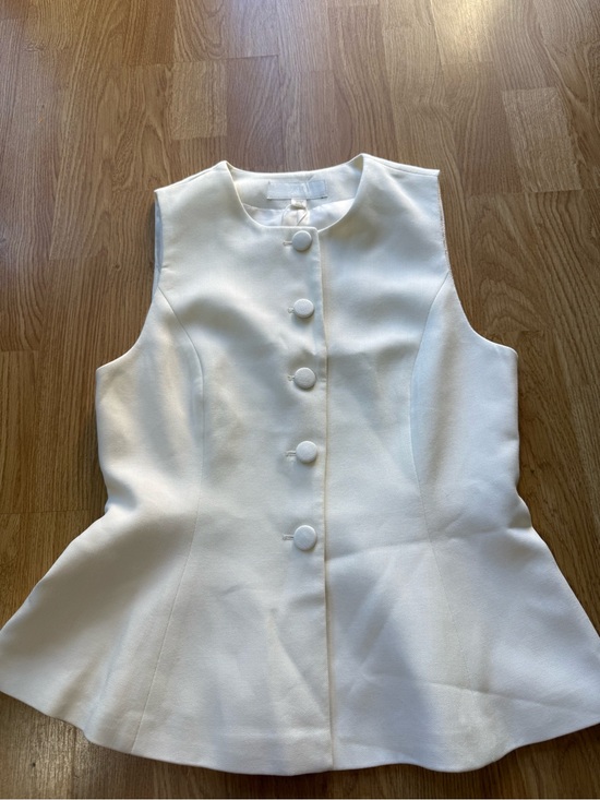 Zara Jackets & Blazers - Zara Womens Peplum Waistcoat Ecru Round Neck Flared Hem Lined - Size S (NWT )